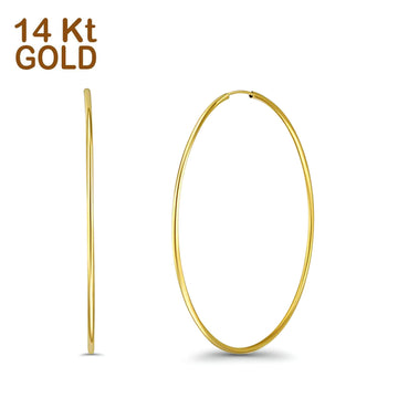 Solid 14K Yellow Gold 1.5mm Thickness Hoop Earrings - 7 Different Size Available, Best Anniversary Birthday Gift for Her